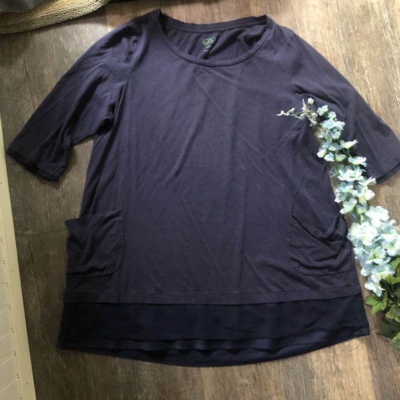LOGO Navy Tunic Top with Pockets